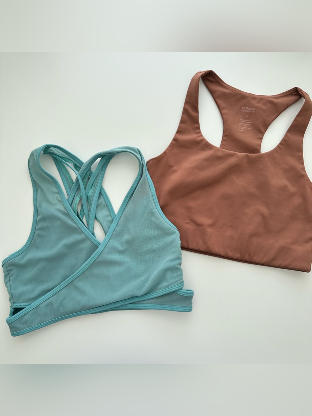 Brown Girlfriend Collective and Teal Fabletic sports bra lot- M